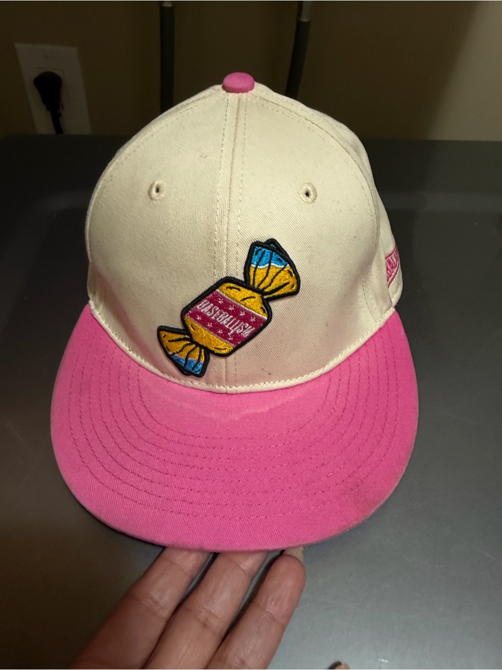 Kids Pink & Cream Candy Patch Baseball Cap
